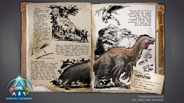 Dossier Therizinosaurus mit Logo